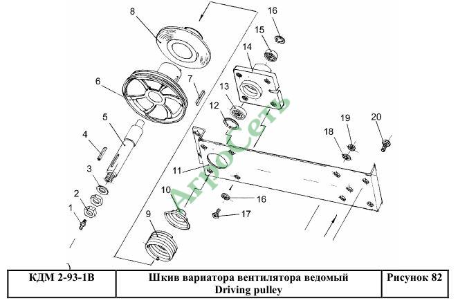Шкив вариатора вентилятора ведомый КДМ 2-93-1В