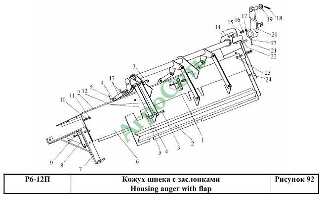 Кожух шнека с заслонками  Р 6-12П