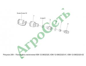 ПОЛУМУФТЫ МОЛОТИЛКИ КЗК-12-0602320, КЗК-12-0602320-01, КЗК-12-0602320-02