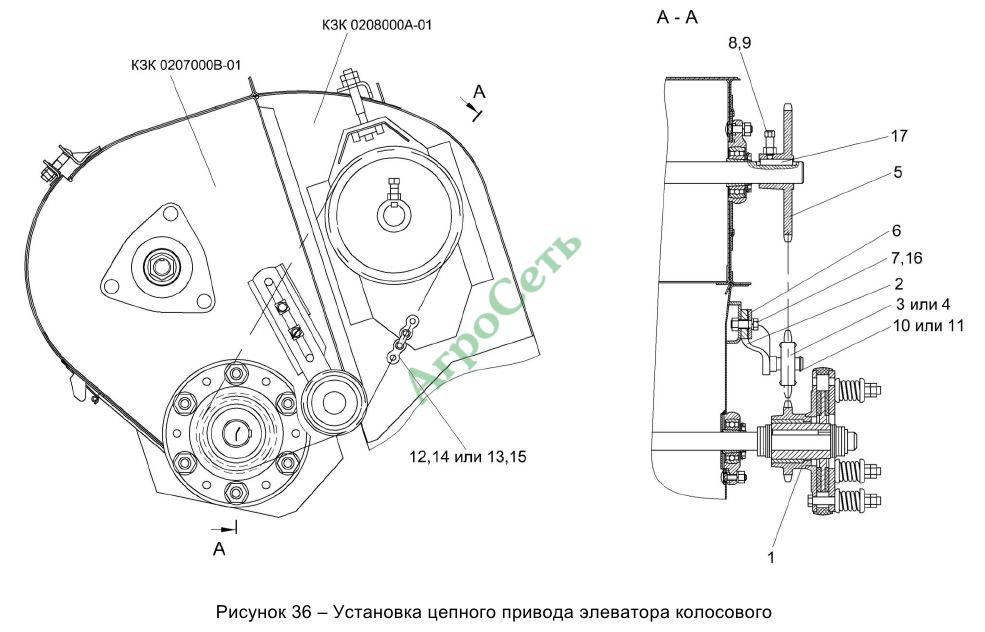 УСТАНОВКА ЦЕПНОГО ПРИВОДА ЭЛЕВАТОРА КОЛОСОВОГО
