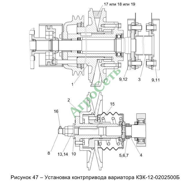 УСТАНОВКА КОНТРПРИВОДА ВАРИАТОРА КЗК-12-0202500Б