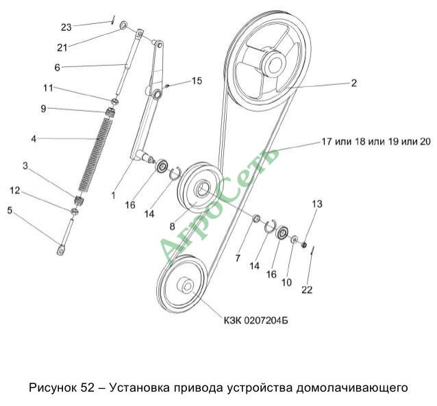 УСТАНОВКА ПРИВОДА УСТРОЙСТВА ДОМОЛАЧИВАЮЩЕГО КЗС 1218