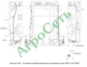 УСТАНОВКА ТРУБОПРОВОДОВ МОСТА ВЕДУЩИХ КОЛЕС КЗК-12-0119630