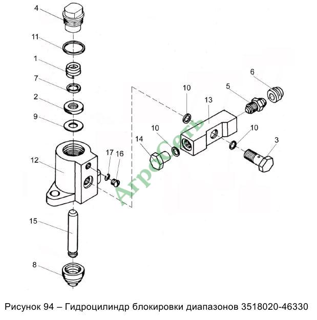 ГИДРОЦИЛИНДР БЛОКИРОВКИ ДИАПАЗОНОВ 3518020-46330