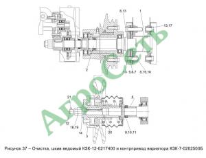 ОЧИСТКА, ШКИВ ВЕДОМЫЙ КЗК-12-0217400 И КОНТРПРИВОД ВАРИАТОРА КЗК-7-0202500Б