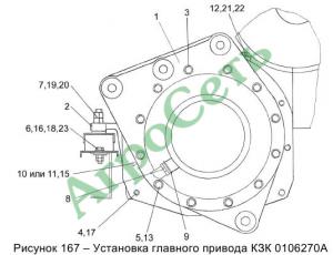 УСТАНОВКА ГЛАВНОГО ПРИВОДА КЗК 0106270А
