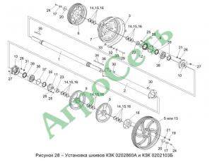 УСТАНОВКА ШКИВОВ КЗК 0202860А И КЗК 0202103Б