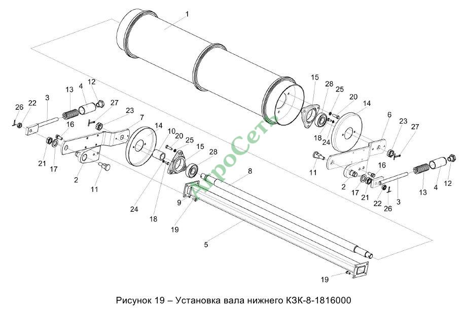 УСТАНОВКА ВАЛА НИЖНЕГО КЗК-8-1816000