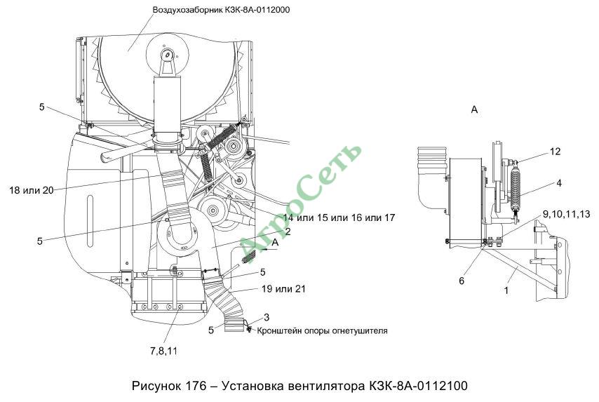 УСТАНОВКА ВЕНТИЛЯТОРА КЗК-8А-0112100